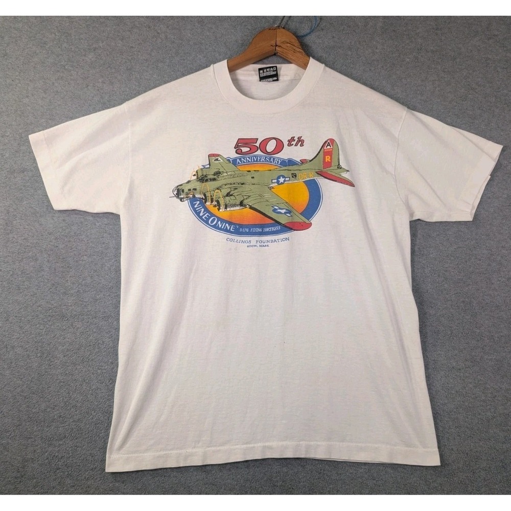 Fruit of the Loom Nine 0 Nine B-17 Flying Fortress Single Stitch VTG Tee L USA